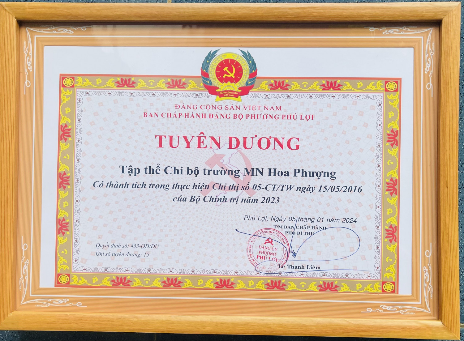 Tuyên dương thực hiện Chỉ thị 05-CT/TW ngày 15/05/2016